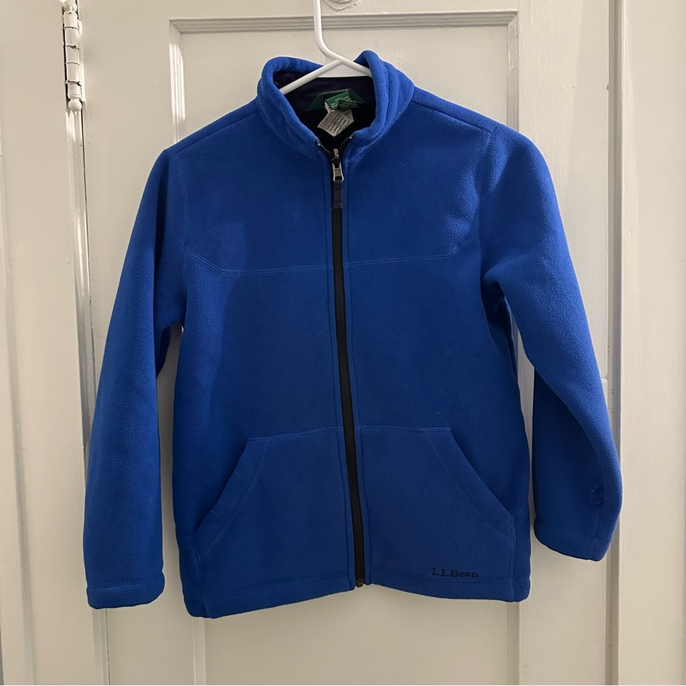 LL Bean blue zip up kids medium fleece in excellent condition